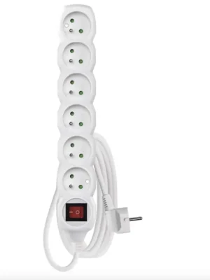 EMOS Prodlužovací kabel 5 m / 6 zásuvek / s vypínačem / bílý / PVC / 1 mm2