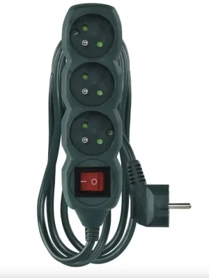 EMOS Prodlužovací kabel 2 m / 3 zásuvky / s vypínačem / zelený / 1 mm2