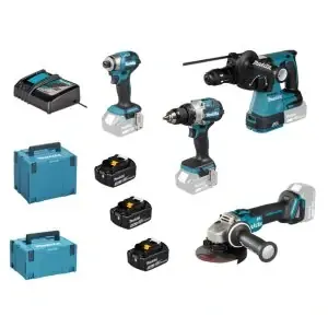 Makita, aku sada DGA504+DHR243+DHP489+DTD173 Li-ion LXT 18V/5,0Ah, DLX4195JX1
