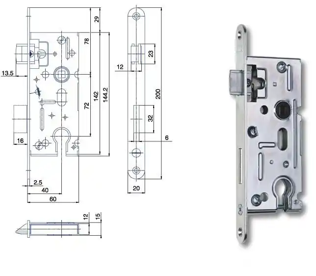 Zámek zadlabací K105 P-L FAB BZn
