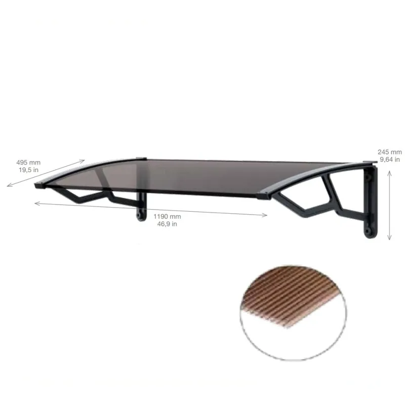 Vchodová stříška 50x120cm, kouřová ARTPLAST