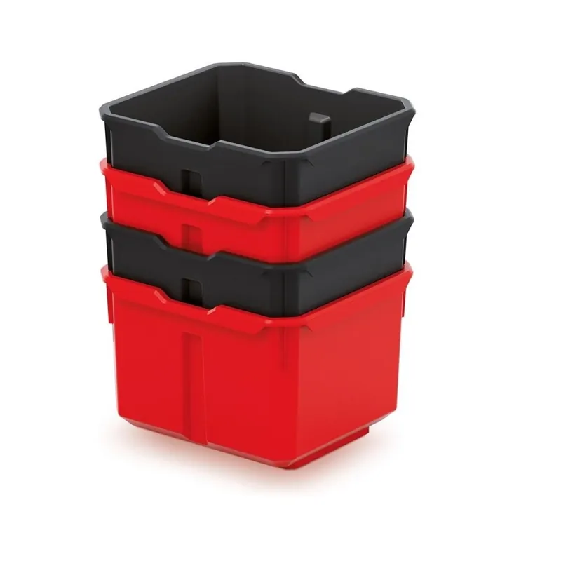Sada 4 plastových boxů na nářadí X BLOCK BOX 157x140x210 černé/červené Kistenberg