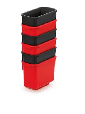 Sada 6 plastových boxů na nářadí X BLOCK BOX 140x75x280 černé/červené Kistenberg