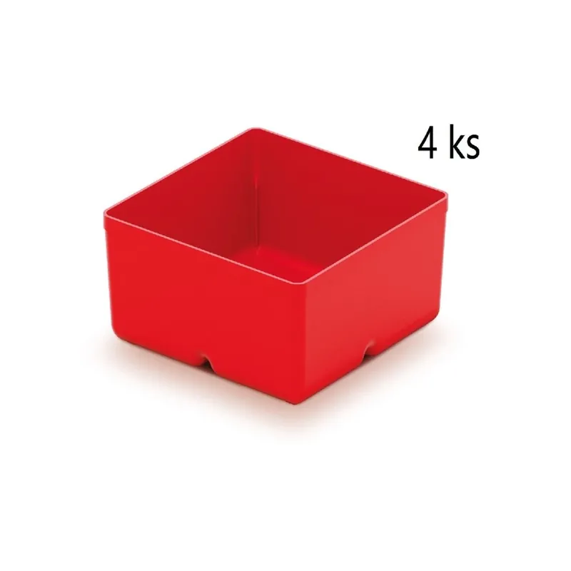 Sada 4 plastových boxů 110x110x55 mm UNITE BOX, červené Kistenberg