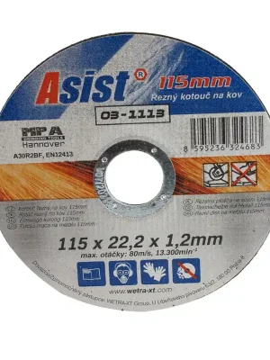 Kotouč řezný na kov 115x22,23x1,2mm ASIST 03-1115 ASIST