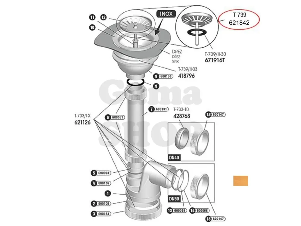 mřížka odpadního ventilu T-739