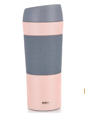 termohrnek 400ml růžový nerez/silikon