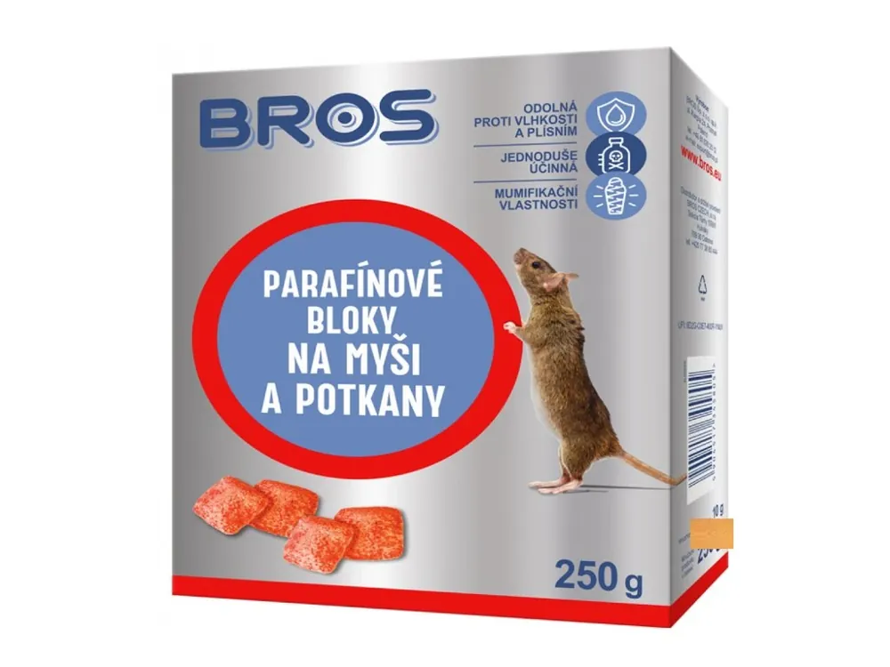 Bros-paraf. bloky na myši a potkany 250g